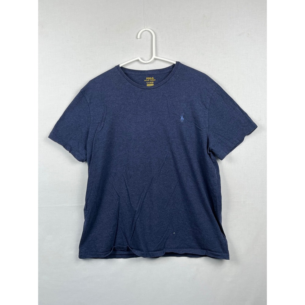 Polo Ralph Lauren T-Shirt Mens Large Pony Logo Crew Neck Blue Heather Cotton